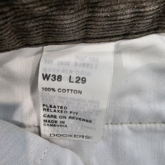 Dockers Mens Corduroy Pants Olive Green Relaxed Fit Pleated W38 L29 - Picture 5 of 6